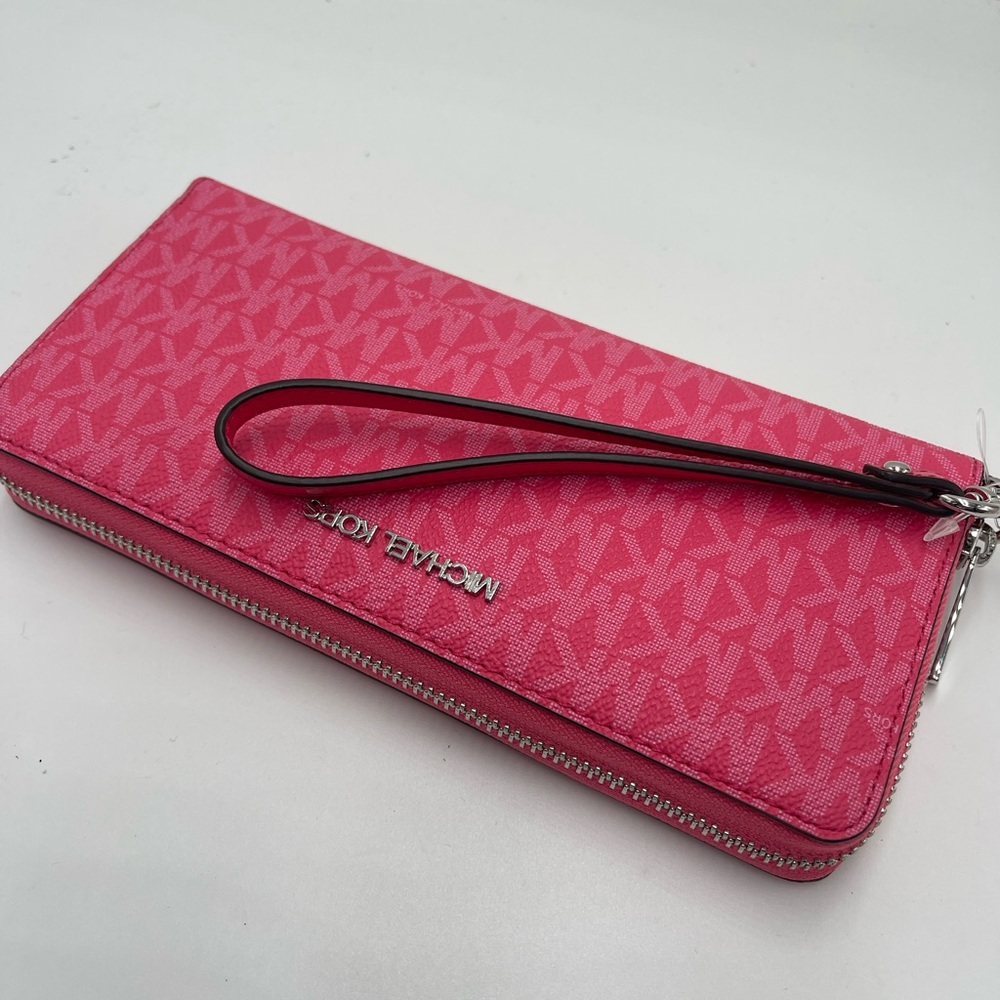 MICHAEL KORS Jet Set Large Signature Logo Continental Wallet Wristlet Phone NWT - Picture 12 of 16